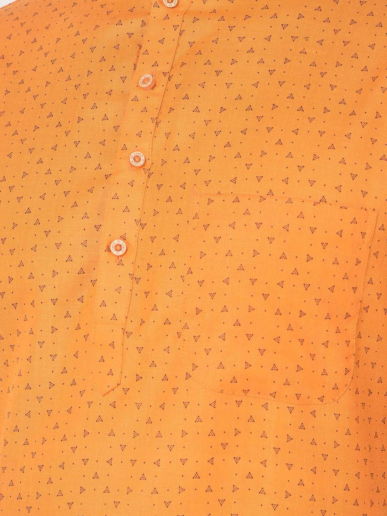 SG LEMAN Orange & White Regular Fit Printed Kurta and Pyjama Set