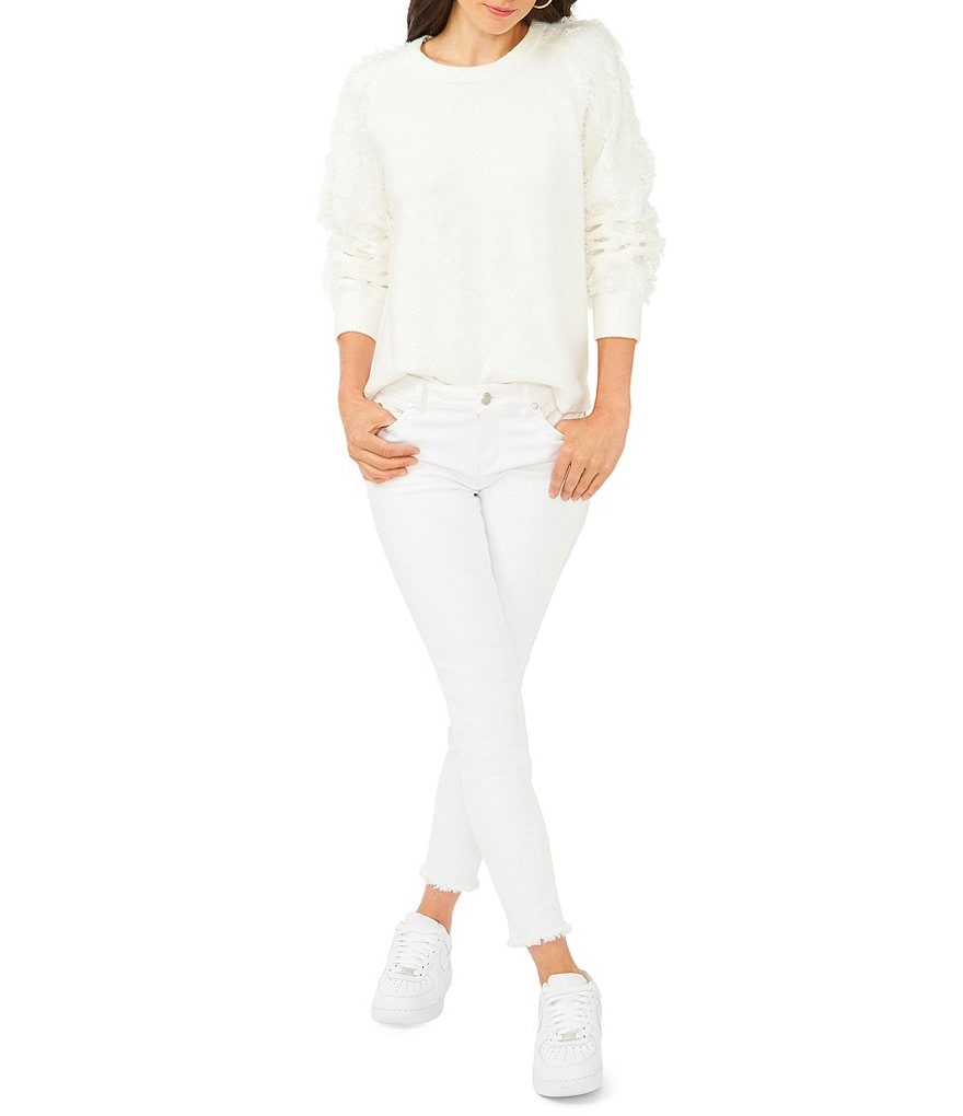 A Loves A Round Neck Long Bishop Sleeve Rib Knit Sweater