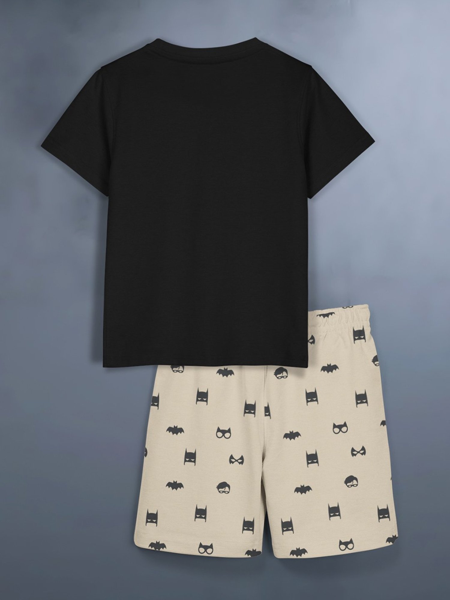 HELLCAT Kids Black & Beige Printed T-Shirt with Shorts