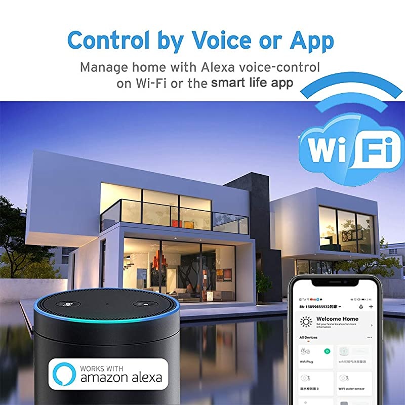 Siren with Temperature Humidity Monitor, WiFi Tuya Sensor 105 dB Siren Alarm Sensor Compatiable with Echo Google Home Assistant