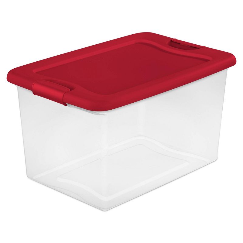 Sterilite 64 Qt. Clear Plastic Latching Lid Storage Bin Container Tote, 6 Pack