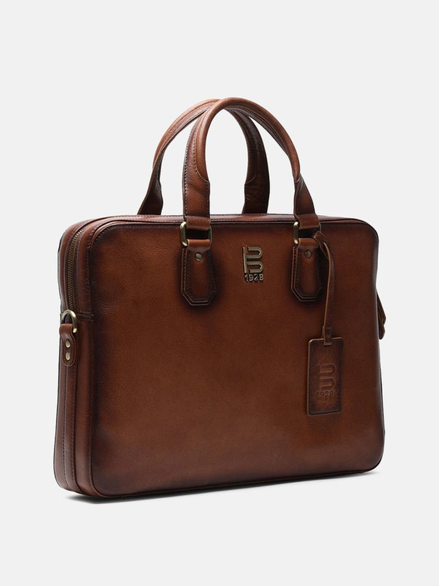 BAGATT Solofra Brown Leather Solid Laptop Messenger Bag