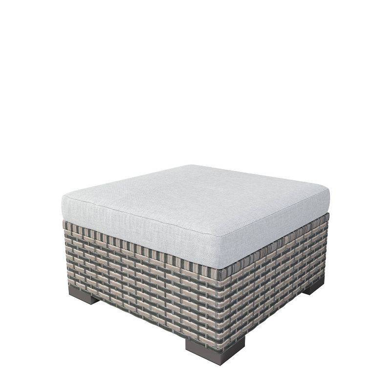 Nolin 7pc Sectional Weathered Brown Frame Sunbrella Spectrum Denim Fabric - La-Z-Boy