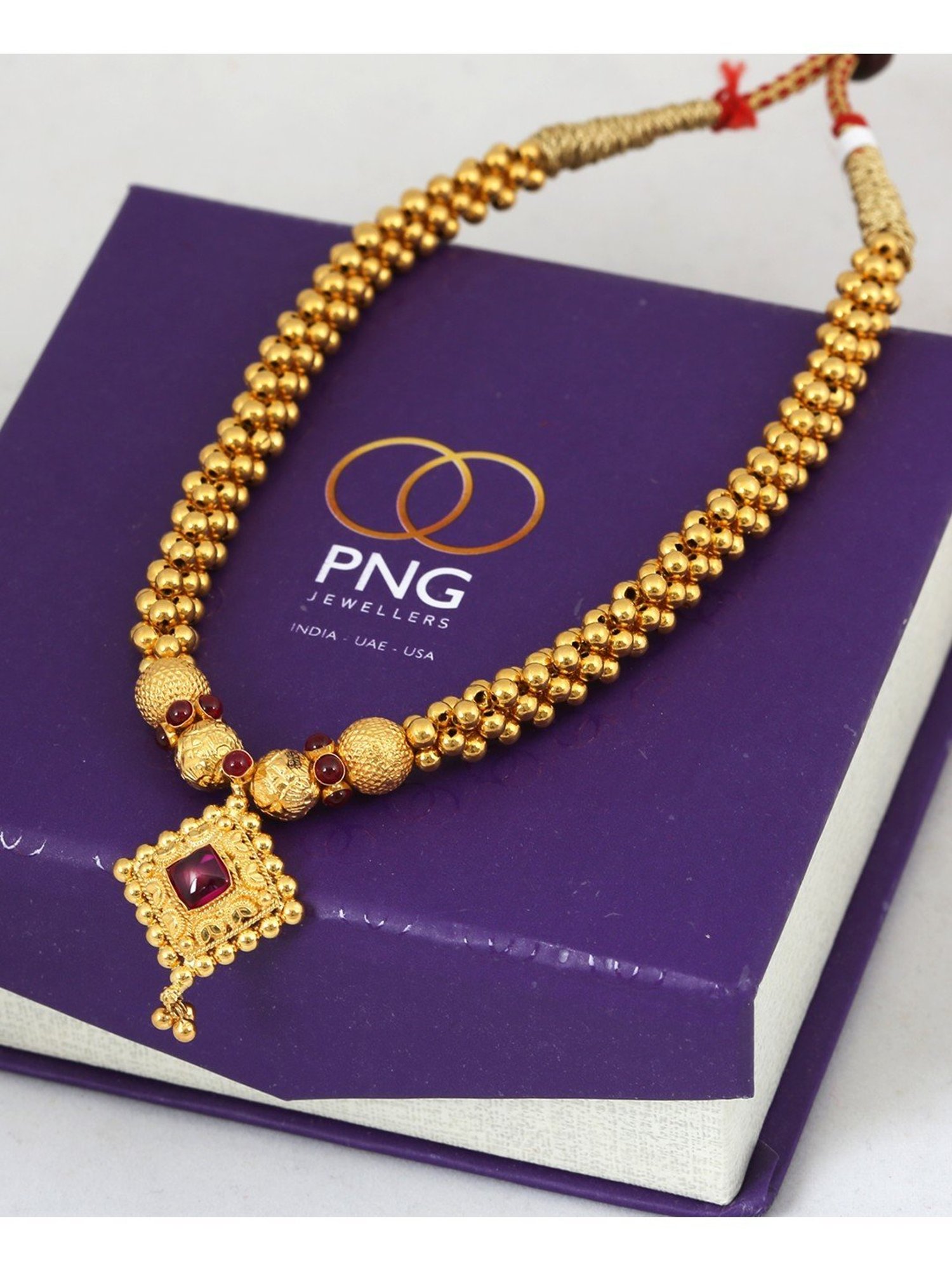 P.N.Gadgil Jewellers Era Gold 22k Kolhapuri Thushi Necklace
