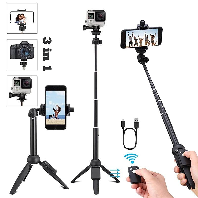 40 Inch Selfie Stick Selfie Stick Tripod with Wireless Remote Phone Tripod Stand Compatible with iPhone 12 11 pro Samsung