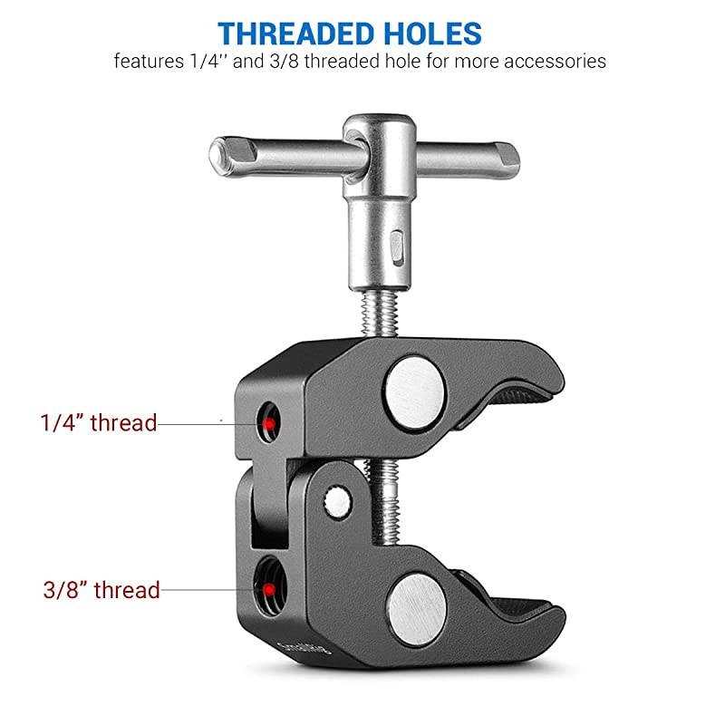 Super Clamp w14 and 38 Thread for Cameras Lights Umbrellas Hooks Shelves Plate Glass Cross Bars etc 735