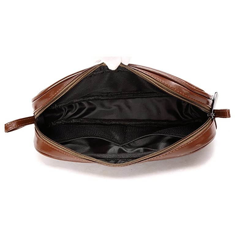 Universal Travel PU Leather Case for Small Electronics and Accessories Travel OrganizerCarrying Bag Brown