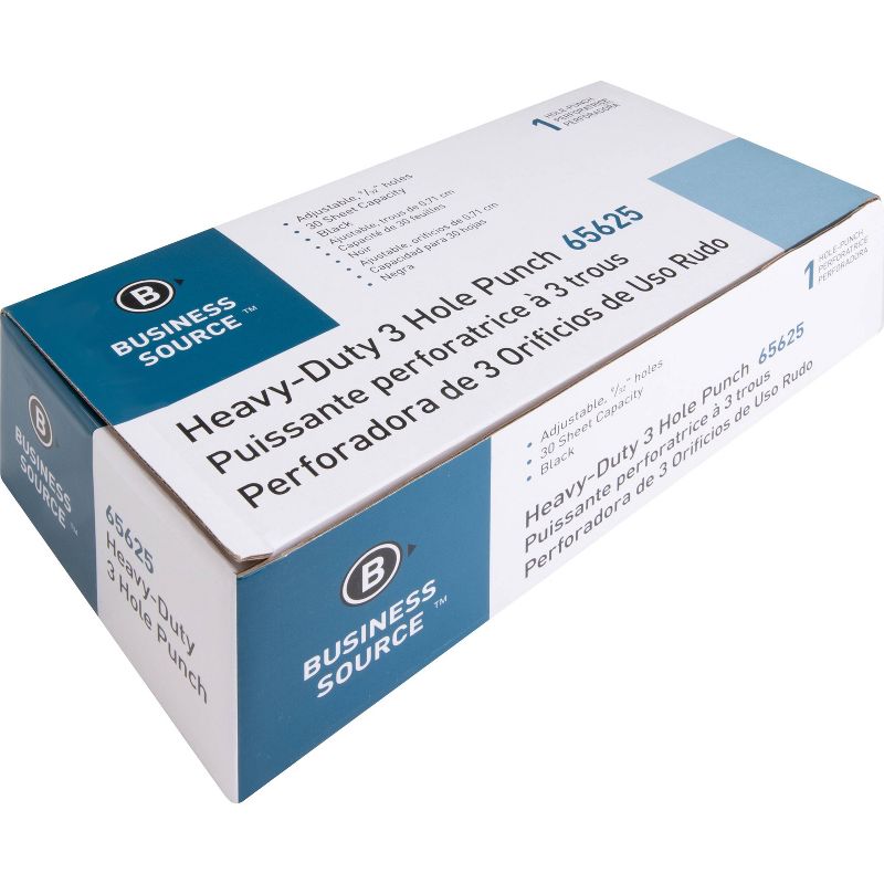 Business Source Heavy-duty 3-hole Punch - Black