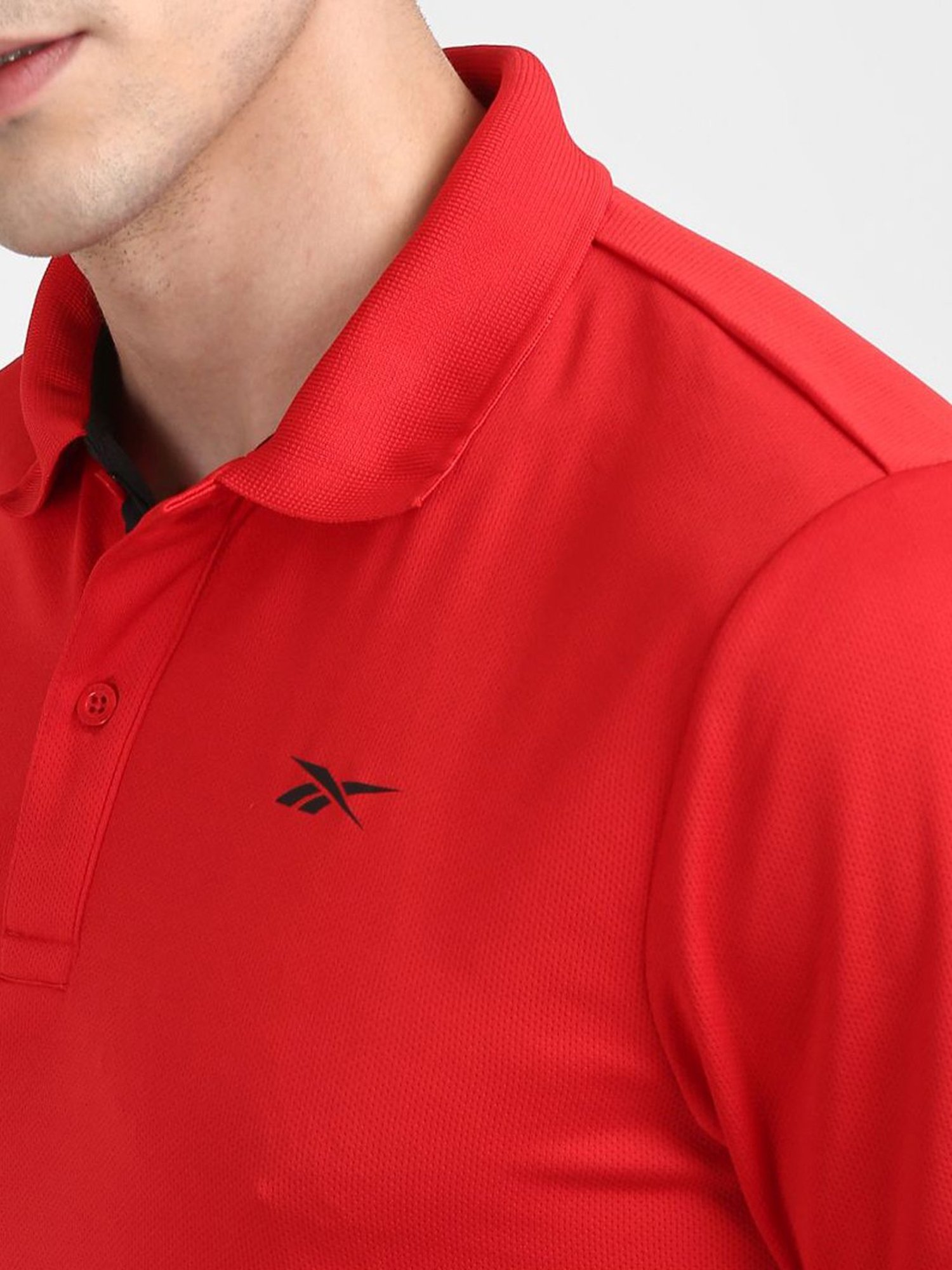 Reebok Red Cotton Regular Fit Polo T-Shirt