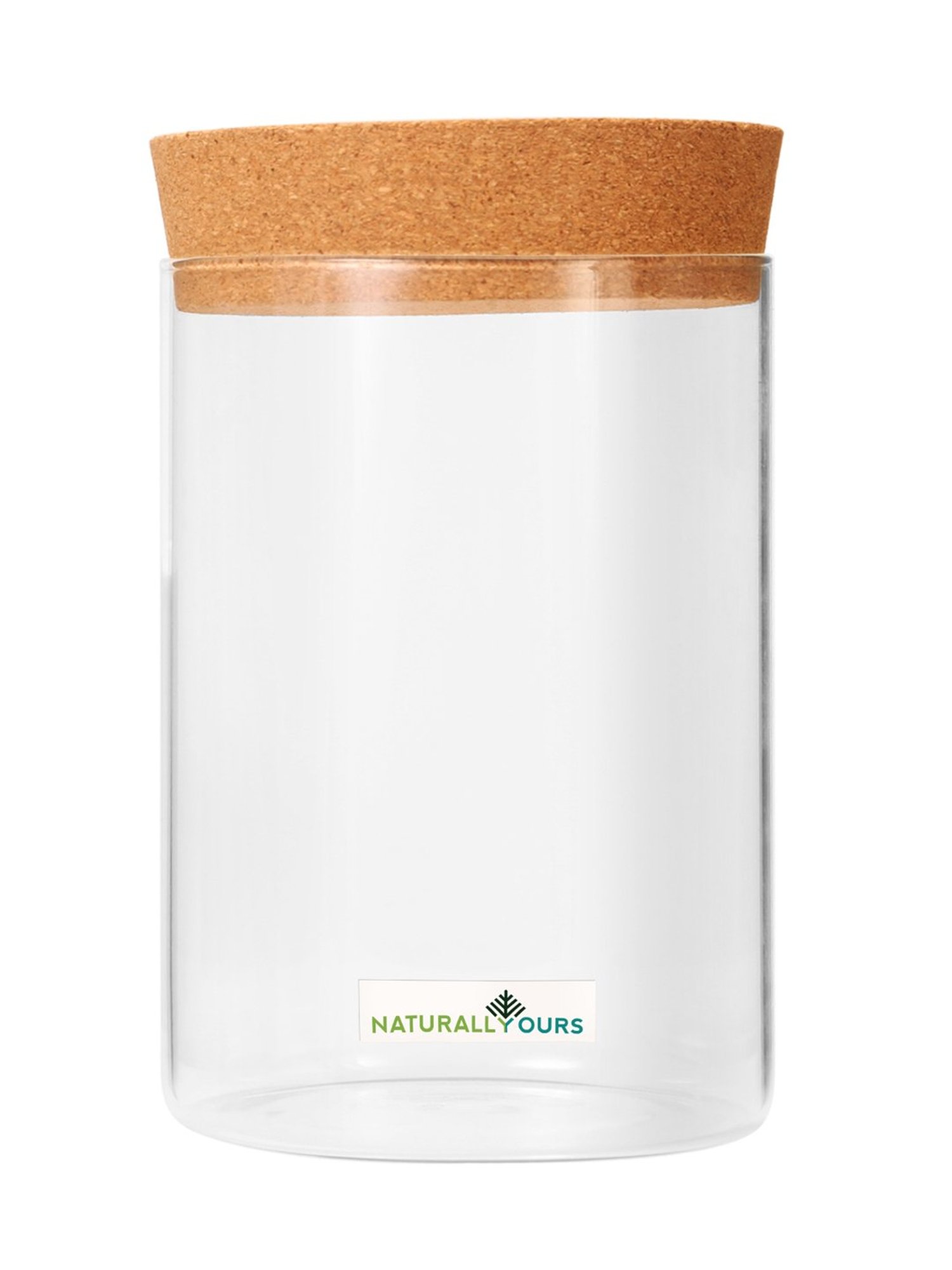 NATURALLYOURS Borosilicate Transparent Glass Storage Jars With Cork Lid - 920 ml