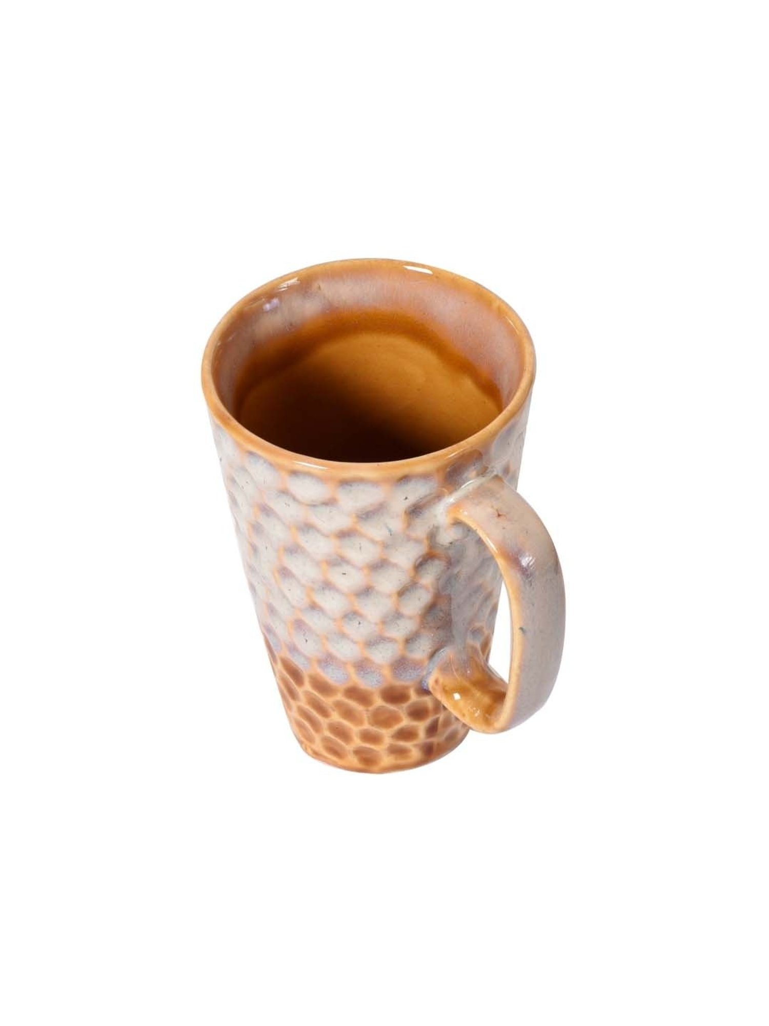 Unravel India White & Brown Ceramic Studio Mug - Set of 2