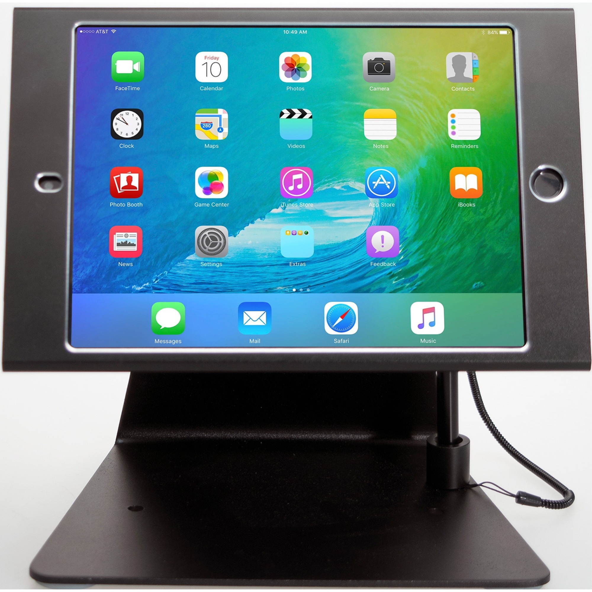 Cta Digital Desktop Anti-Theft Stand Ipad Black Case Rotates 360 Degrees