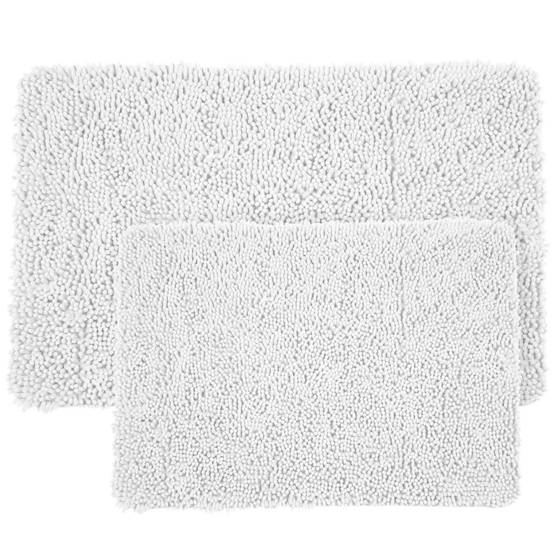 2pc Solid Memory Foam Shag Bath Mat Set White - Yorkshire Home