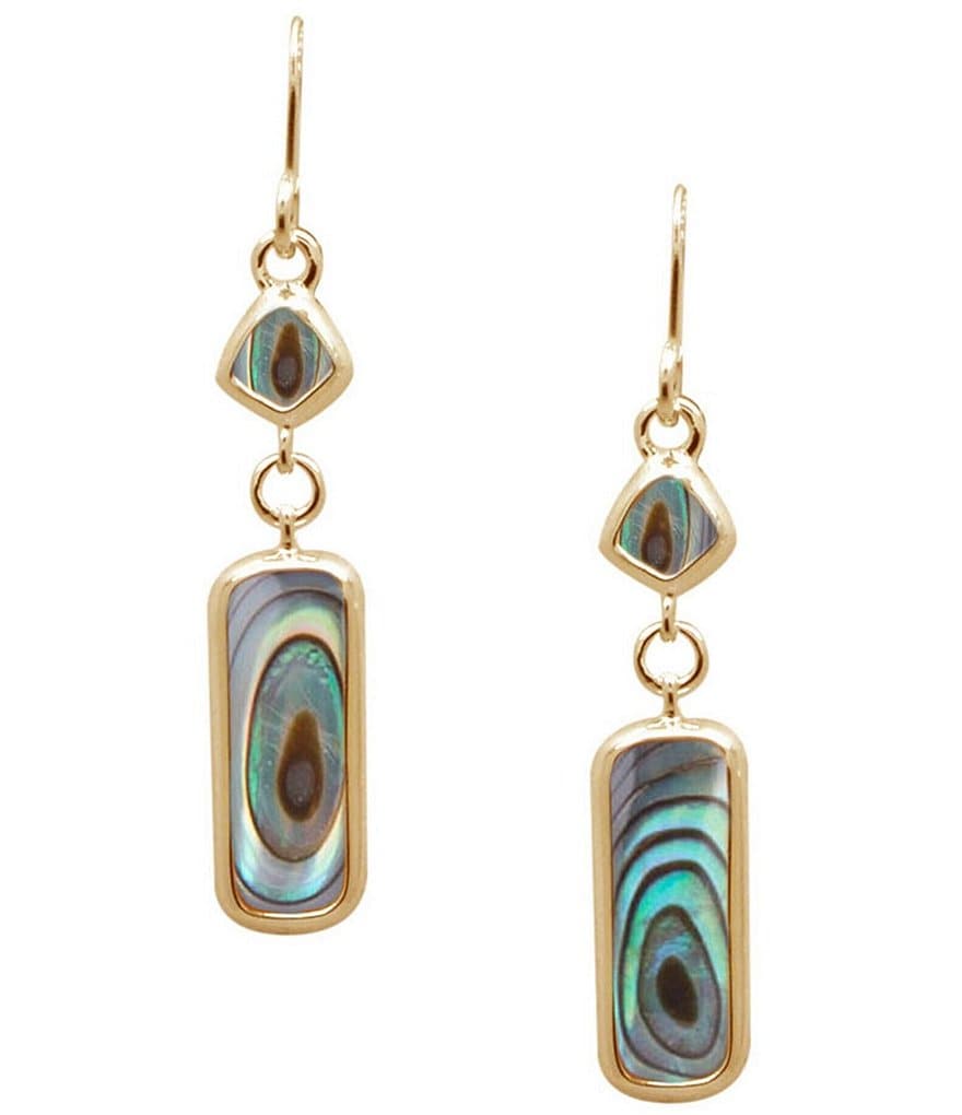 Barse Bronze and Abalone Drop Earrings