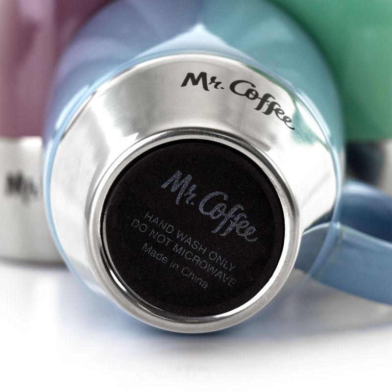 Mr. Coffee Couplet Pastel 3 Piece 15 Ounce Stoneware and Stainless Steel Travel Cups