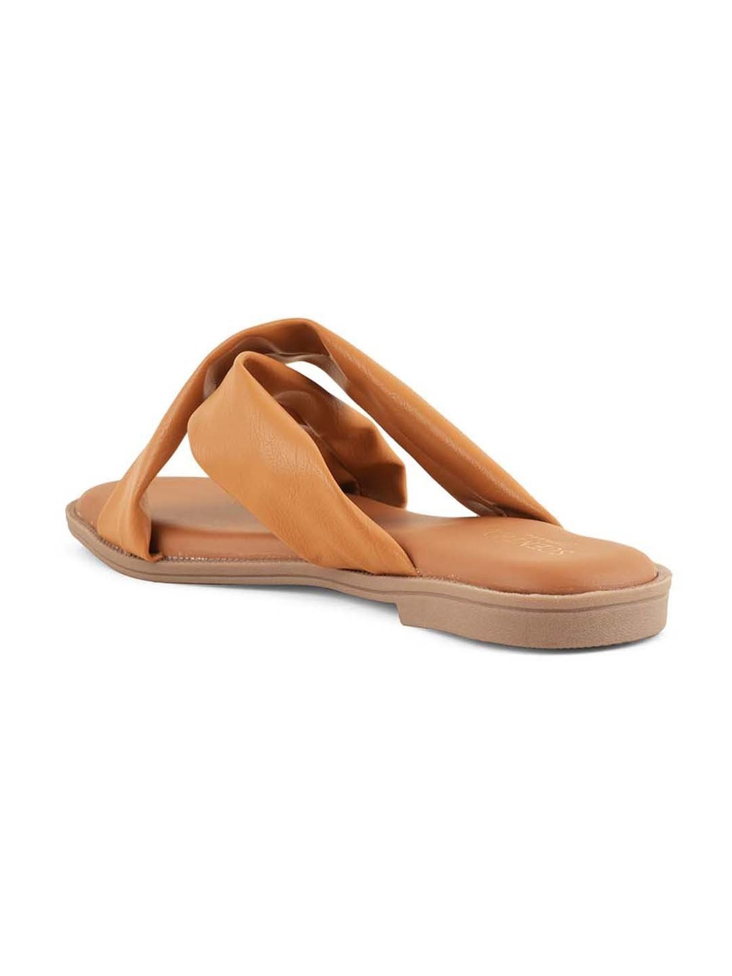 Scentra Women's Beige Cross Strap Sandals