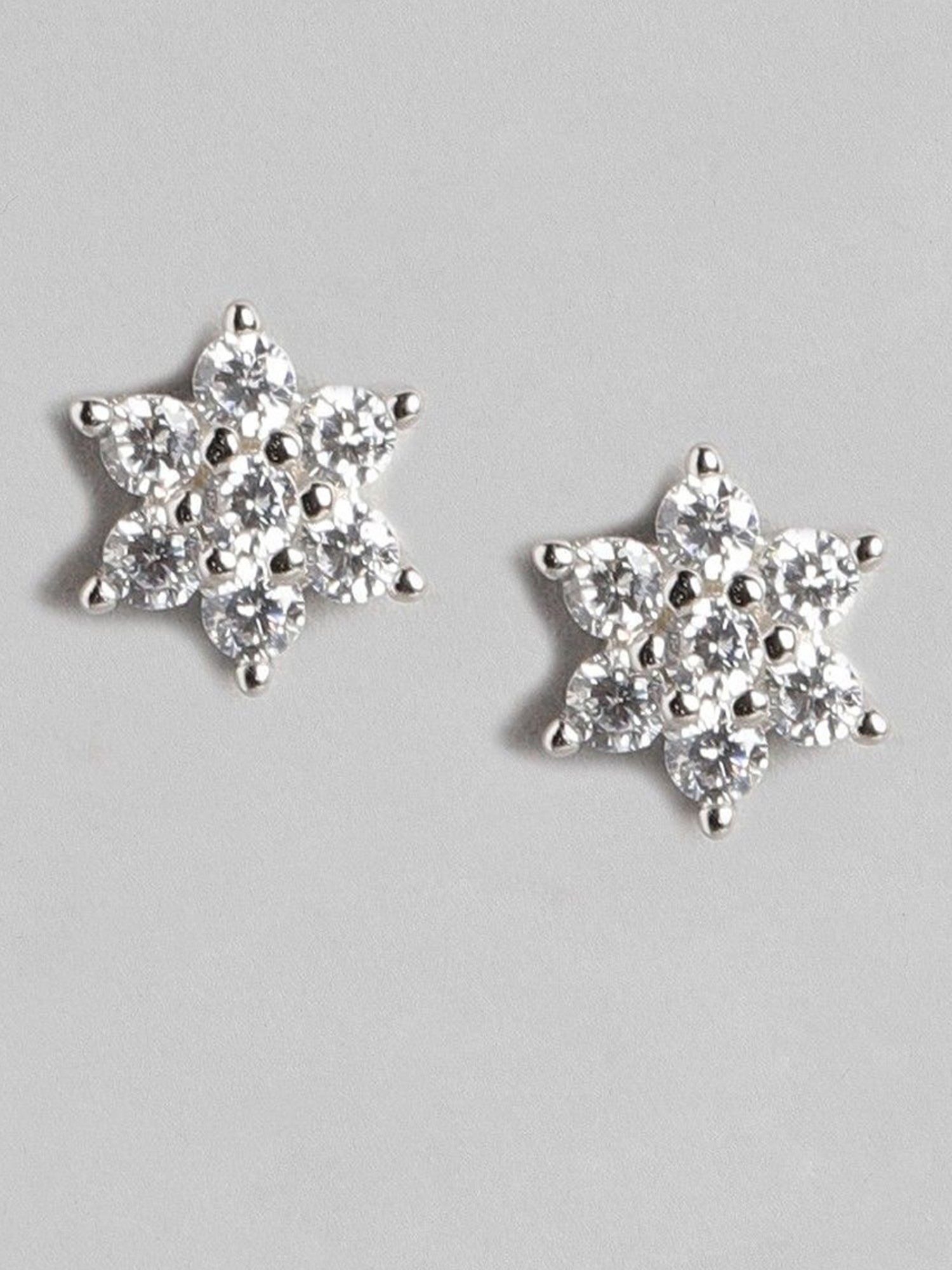 Zavya 92.5 Sterling Silver Nakshatra Floral Earrings for Women