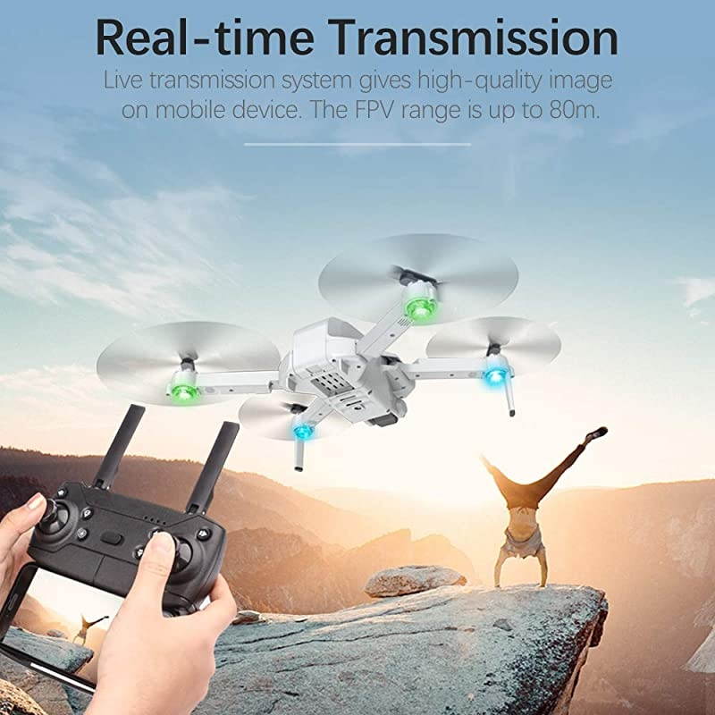 Mini Pro Drone with Camera S161,Foldable FPV Drone with 4K HD Camera, Optical Flow Positioning RC Quadcopter with Gesture Photos/Video, Altitude Hold, Track Flight, Storage Bag and 2 Batteries