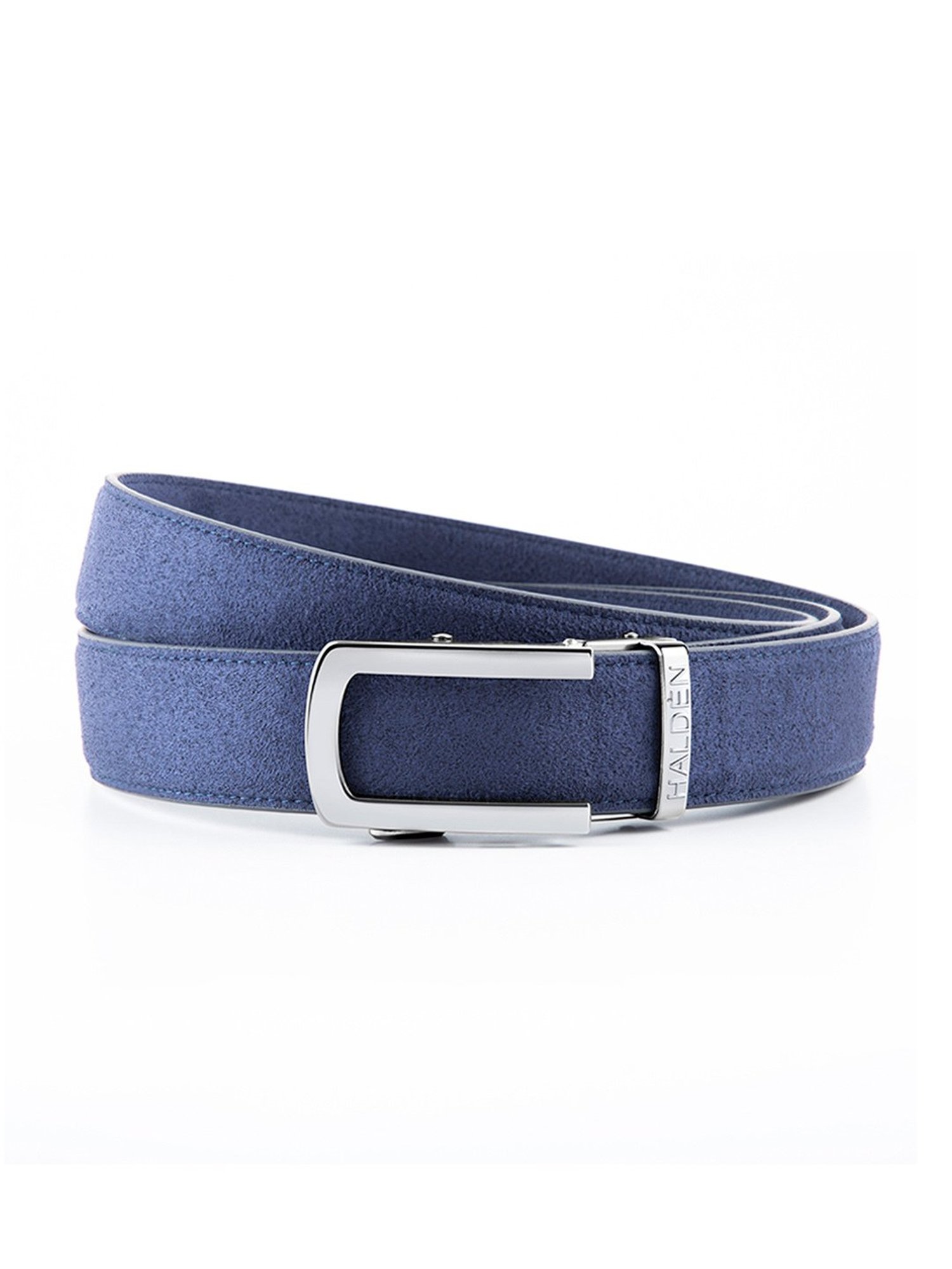 Halden Blue  Formal Belt With Classic Silver Glossy Buckle
