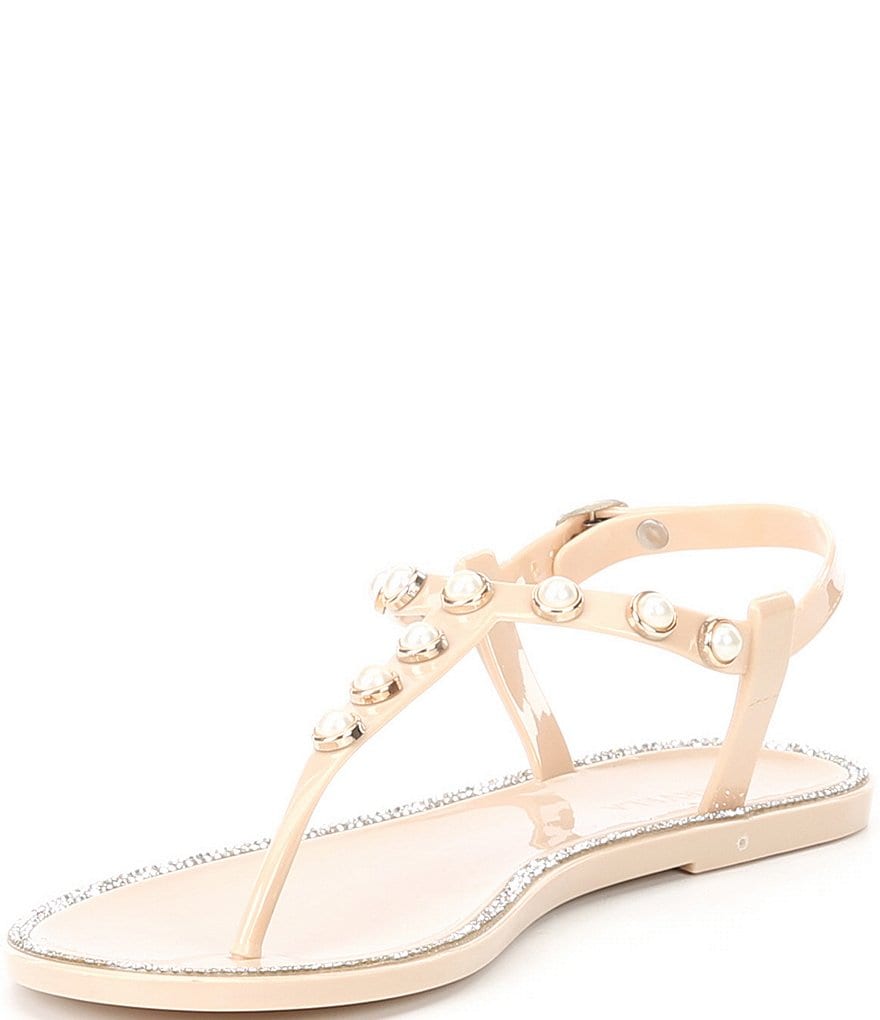 Carvela Kanga Faux Pearl Embellished Detail Jelly Thong Sandals
