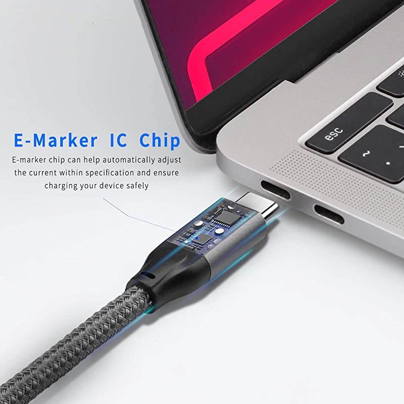 USB C to USB C 31 Gen 2 Cable 66 Feet USB Type C Cable PD 100W 5A Fast Charger Cable with EMarker20GbpsCompatible with MacBook AirProThunderbolt 3iPad Pro 2018 2019Galaxy S10 S9
