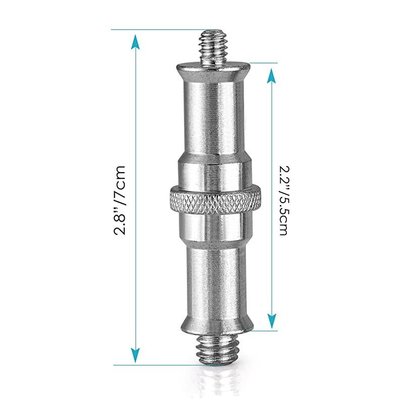 2 Pieces Standard 1/4 to 3/8 inch Metal Male Convertor Threaded Screw Adapter Spigot Stud for Studio Light Stand, Hotshoe/Coldshoe Adapter, Ball Head, Wireless Flash Receiver, Trigger