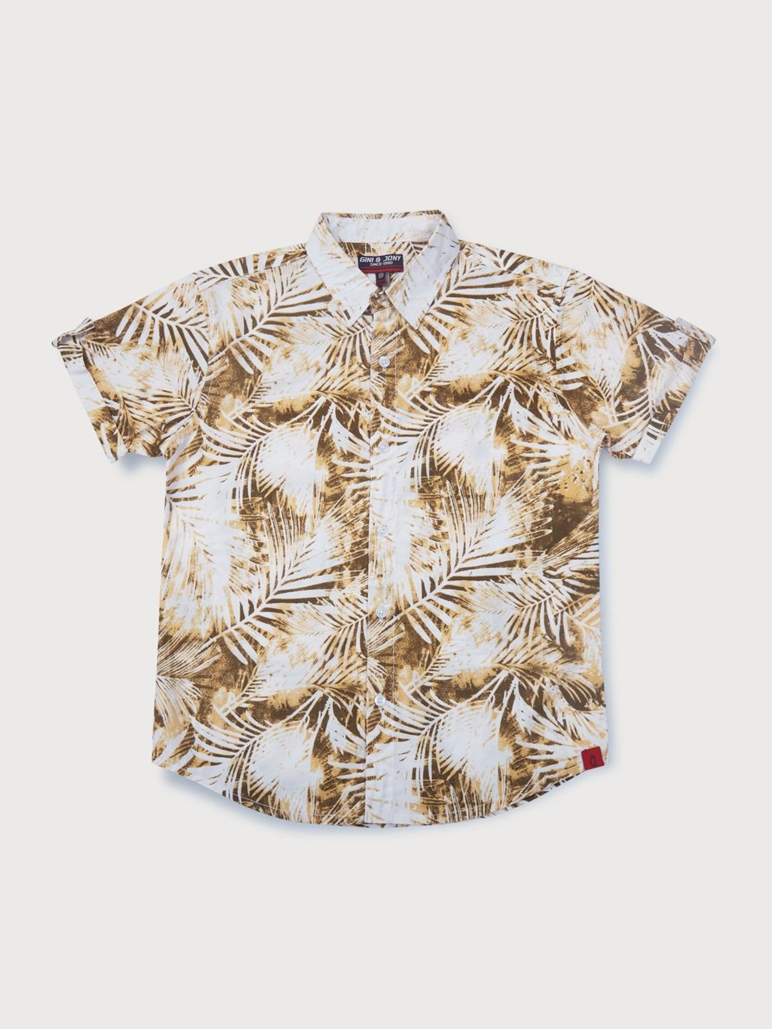 Gini & Jony Boys Khaki Floral Print Shirt
