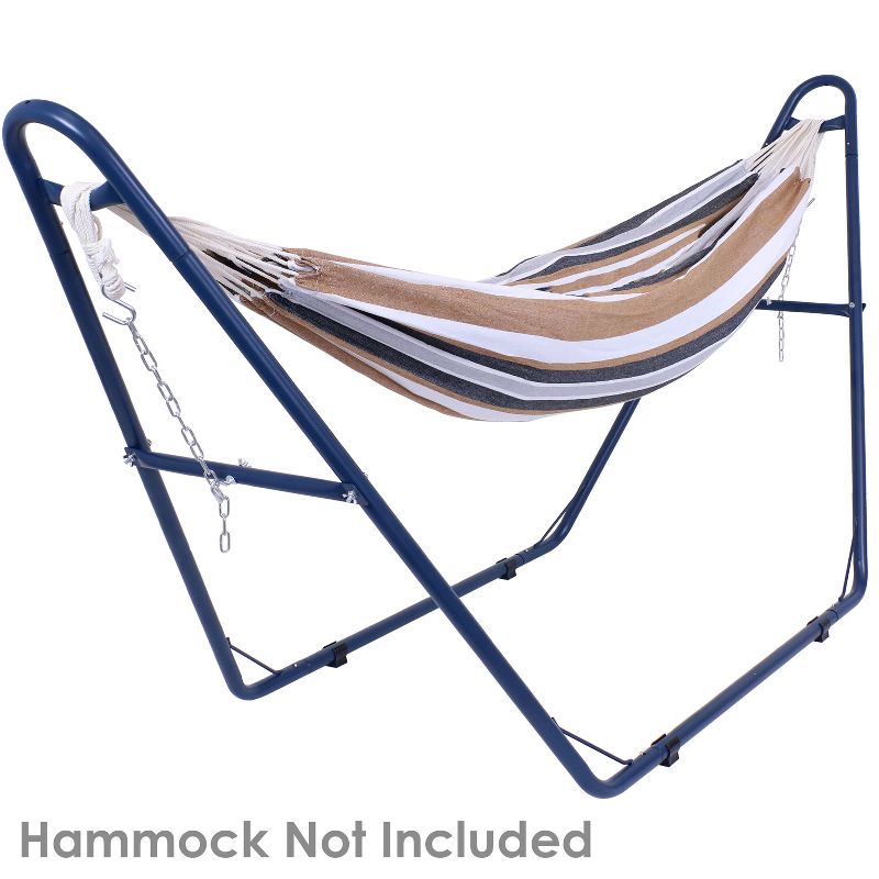 Sunnydaze Universal Multi-Use Heavy-Duty Steel 2-Person Hammock Stand for 9' to 14' Hammocks - 550 lb Weight Capacity - Blue