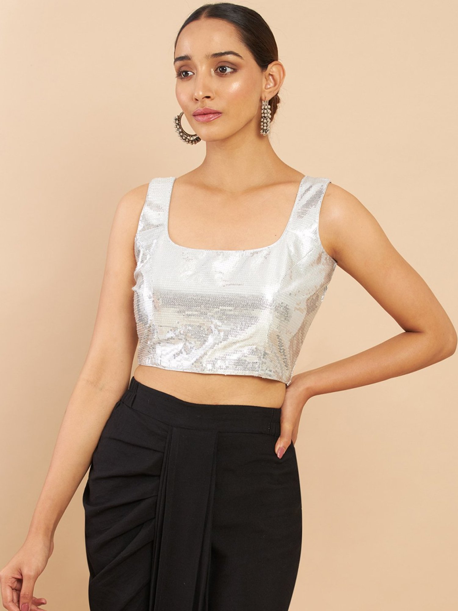 Soch Silver Embellished Readymade Blouse