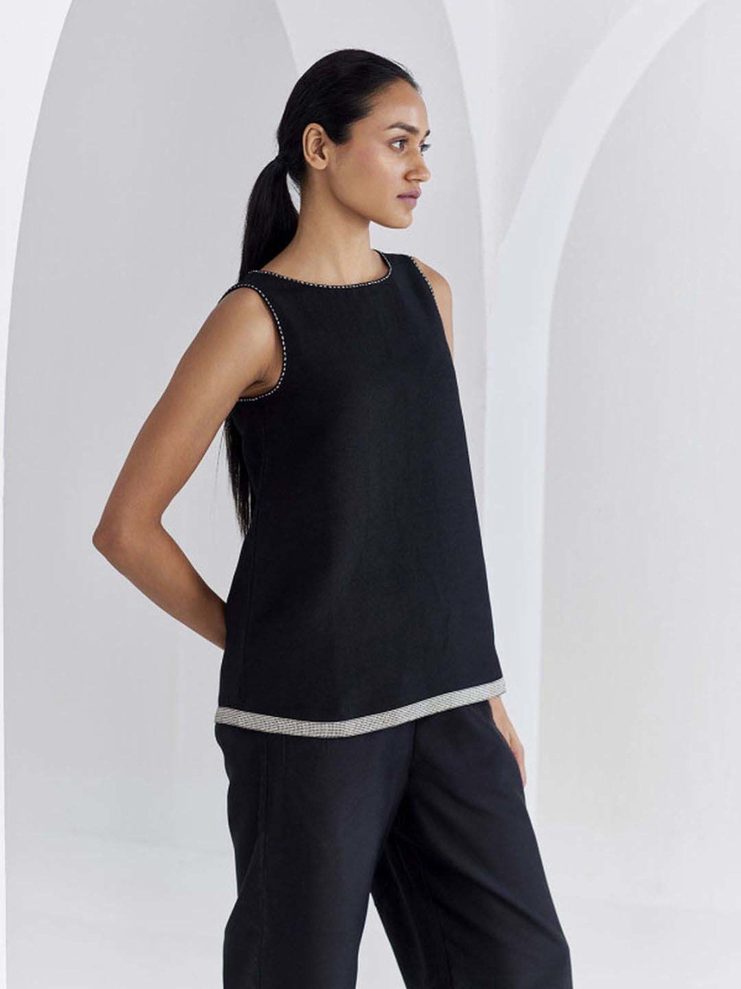 Ancestry Coal Black Regular Fit Top