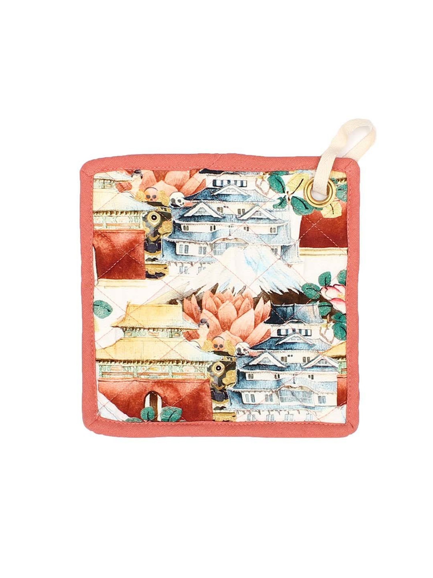 House This Hemis Gompa Pink Cotton Pot Holders - Set of 2