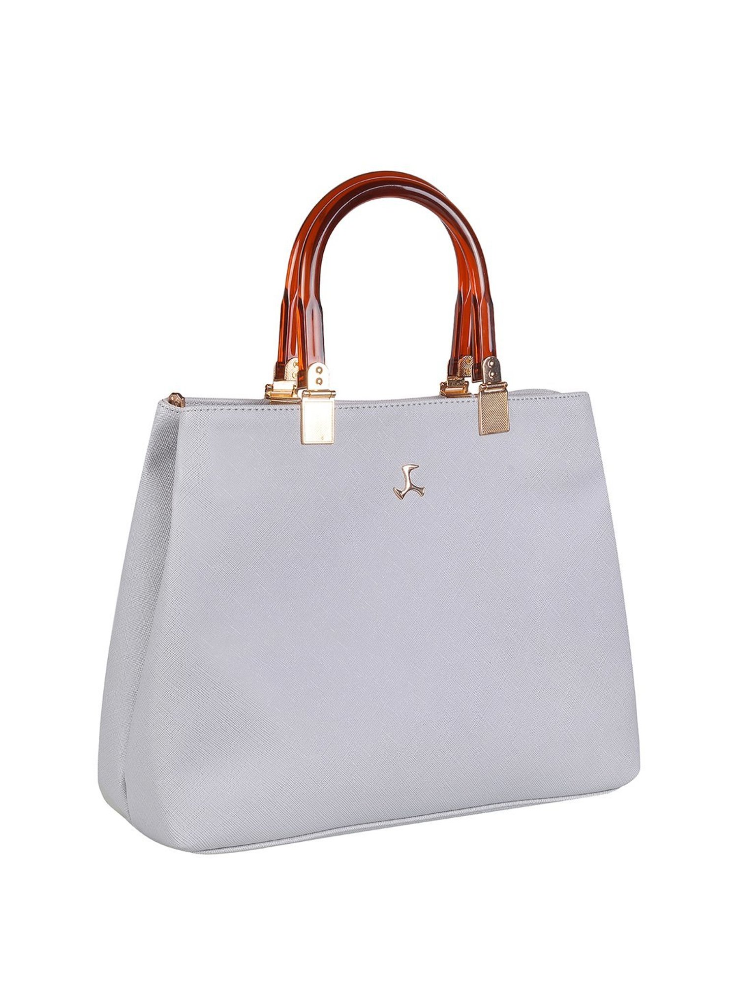 Mochi Grey Synthetic Textured Handbag