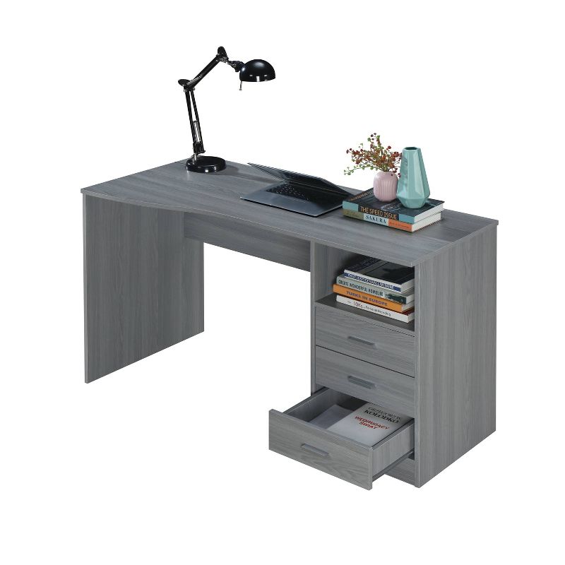Classic Computer Desk with Multiple Drawers Gray - Techni Mobili
