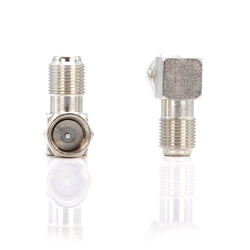Coaxial Cable Right Angle Connector | 50 Pack | for Tight Corners and Flat Panel TV Mounting 90 Degree F Type Adapter for Coax Cable and Wall Plates