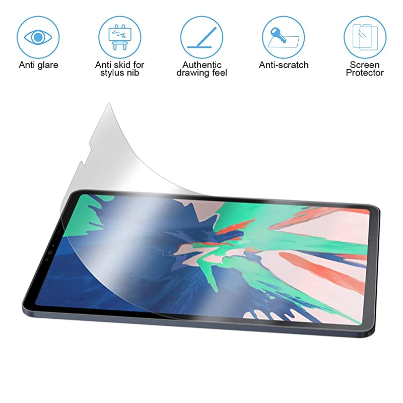 iPad Pro 129 Screen Protector 2018 iPad pro 129 Matte PET Film for Drawing AntiGlare and Paper Texture iPad Pro 129 Screen ProtectorCompatible with Apple Pencil Face ID