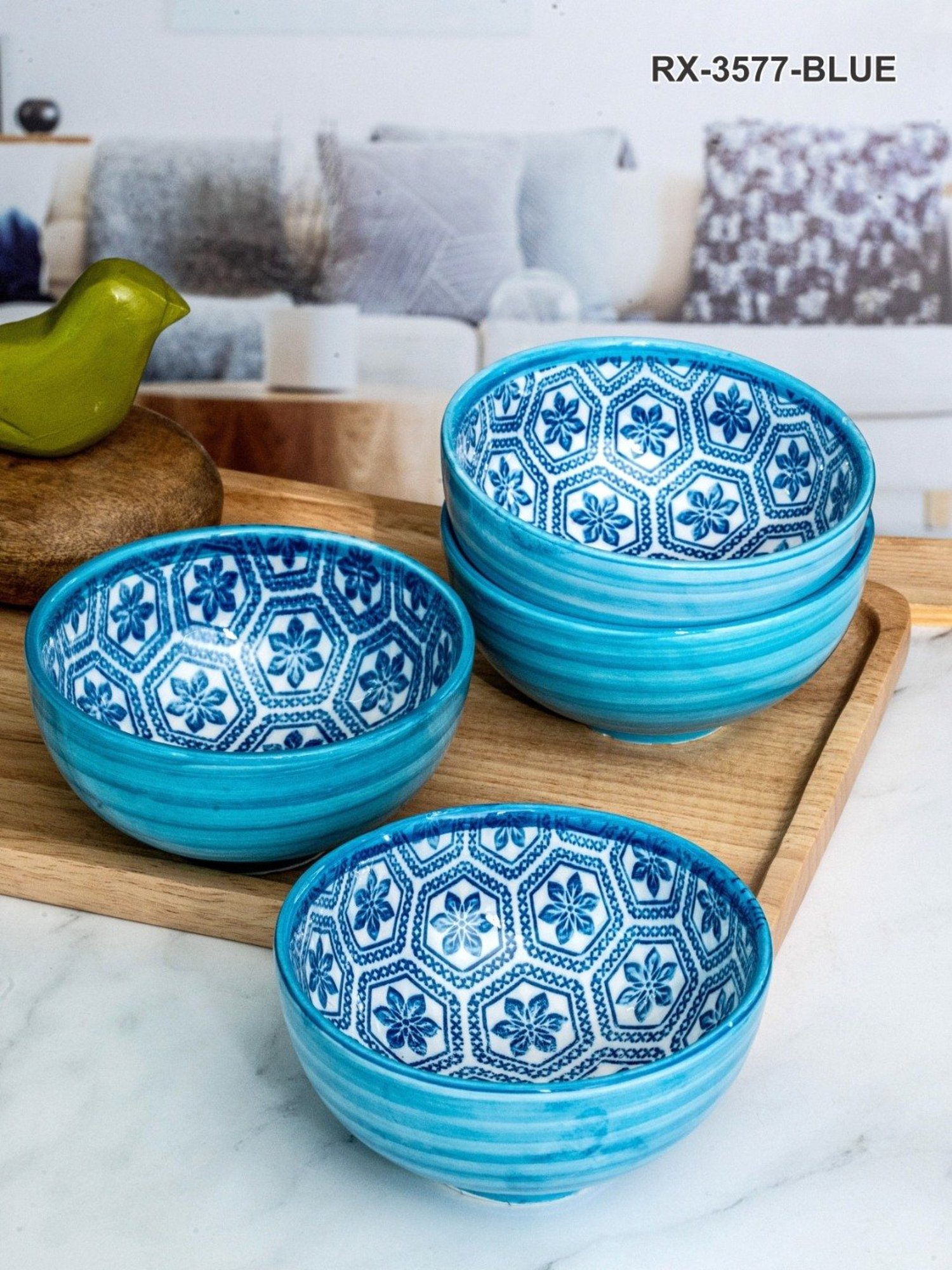 ROXX Blue Porcelain Alora Bowl - Set of 4