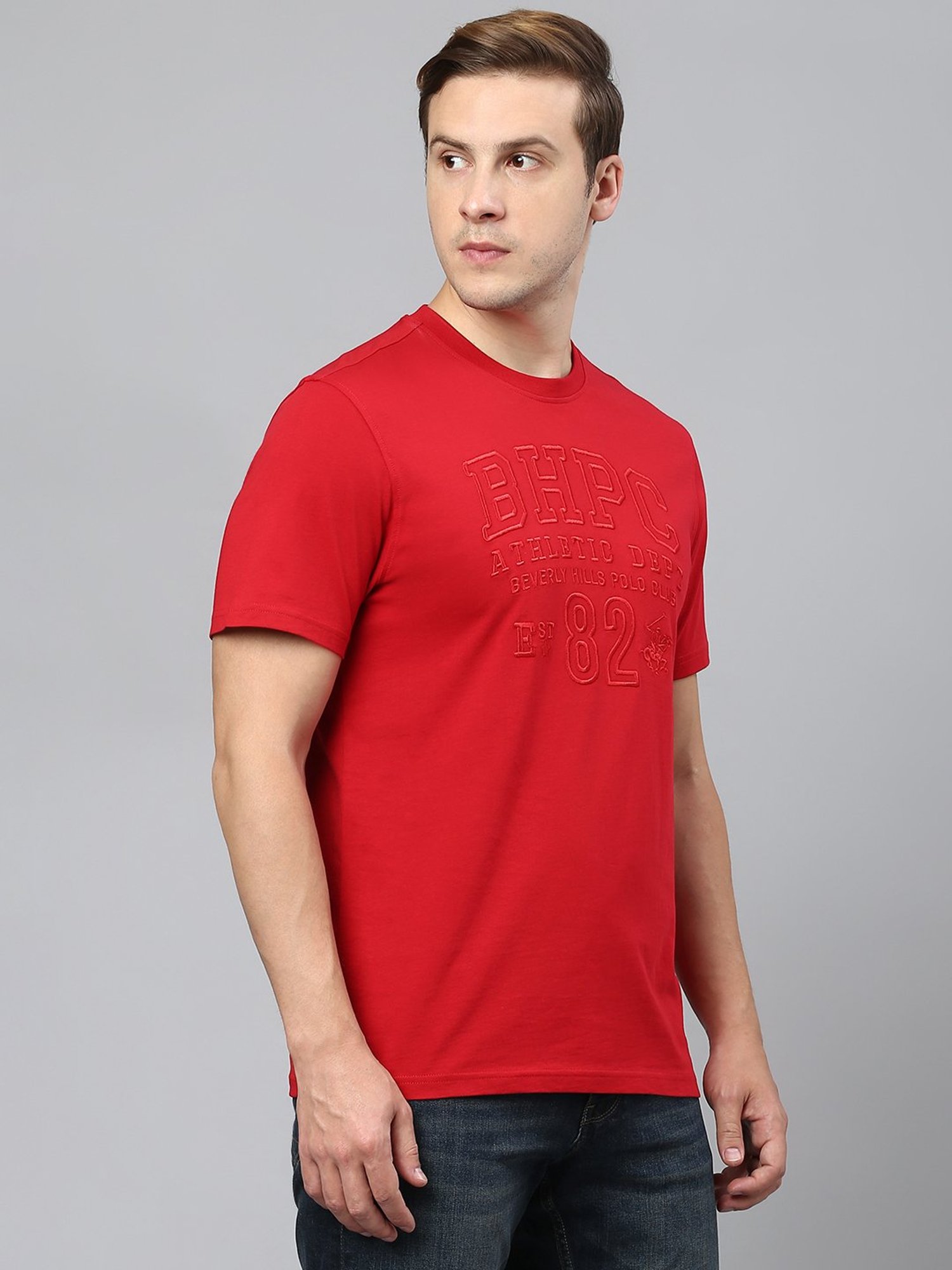 Beverly Hills Polo Club Red Regular Fit Cotton Crew T-Shirt