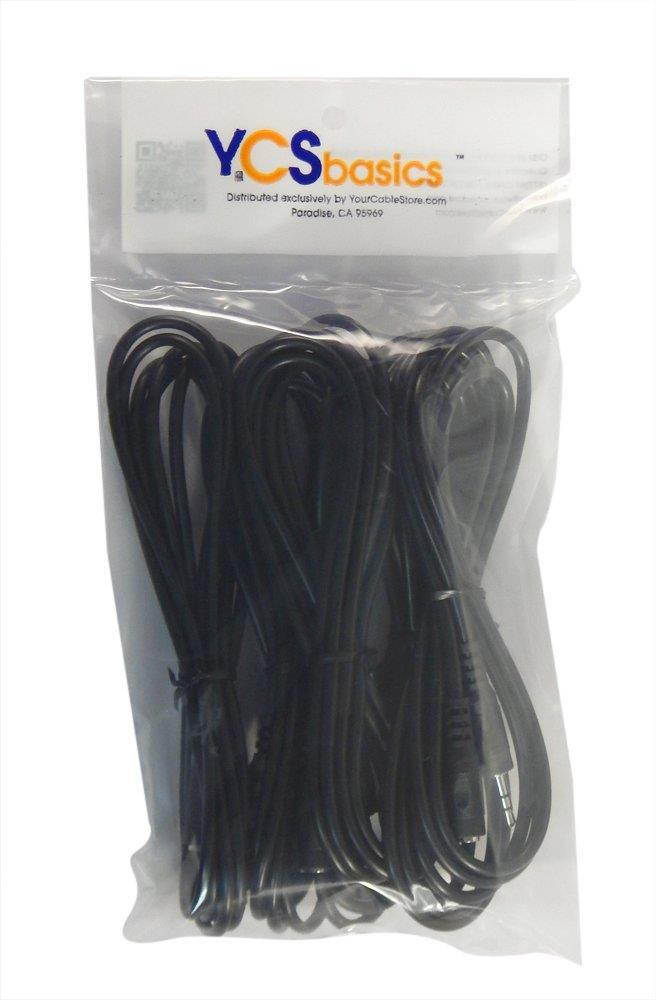 Five Pack Of YCS Basics 6 Foot 3.5mm Headphone Extension Cables Male / Female