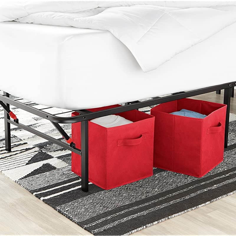 Basics Collapsible Fabric Storage Cubes Organizer with Handles Red Pack of 6