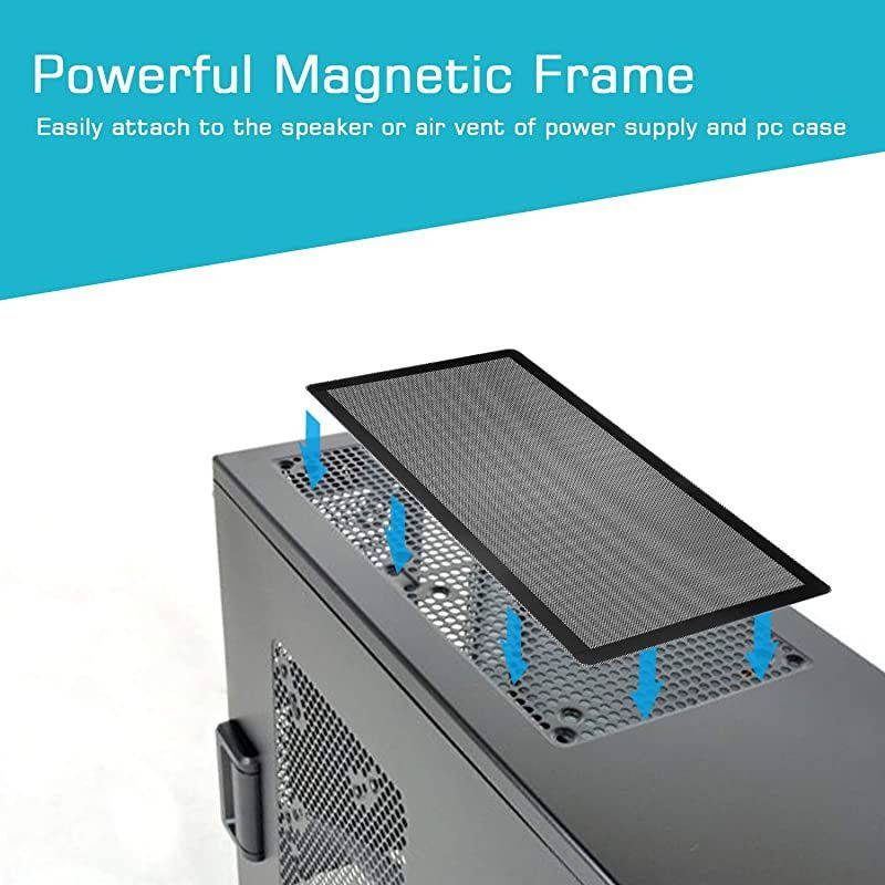 140mm x 2 PC Fan Dust Mesh Filter PVC Computer PC Case Dust Proof Filter Cover Magnetic Black 2Pack