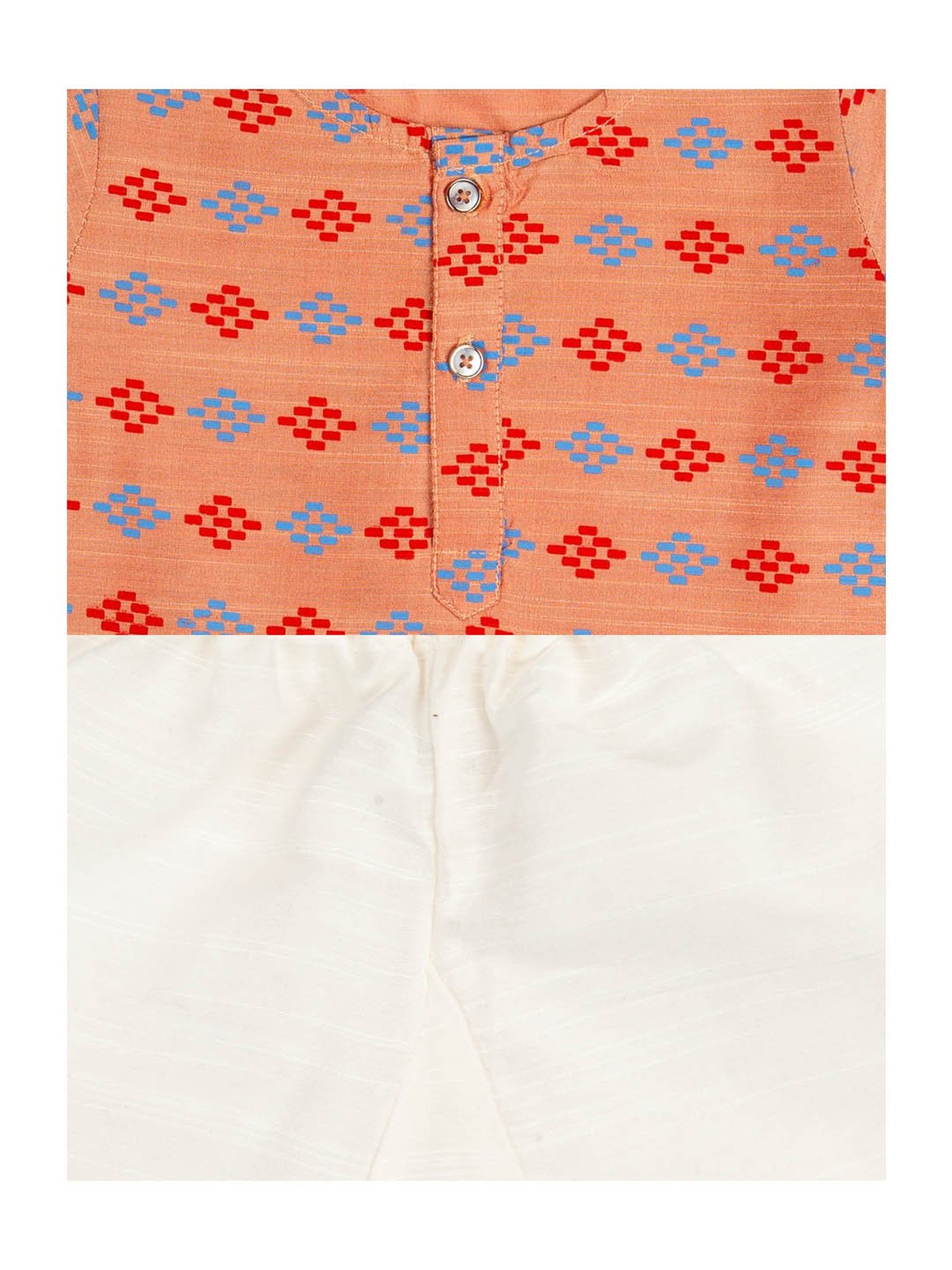 Mee Mee Kids Orange & White Printed Kurta with Pyjamas