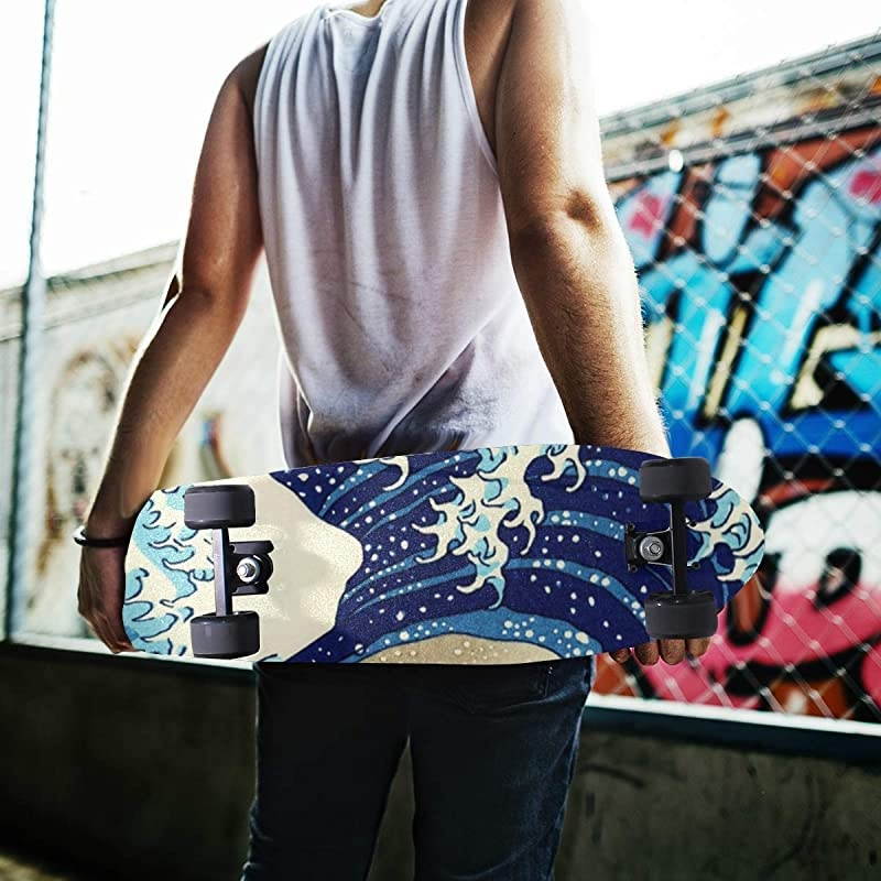 Blue Sea Wave Monster Skateboard Grip Tape Sheets Graphic Longboard Griptape Bubble Free AntiSlip 33X 9 Tapes for Teens Girls Boys