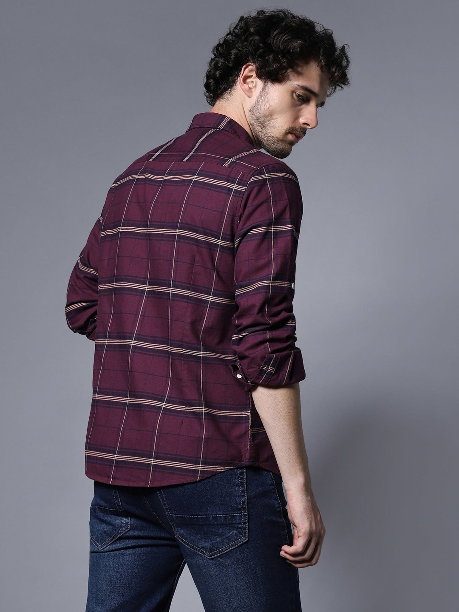 High Star Wine Relaxed Fit Checks Shirt