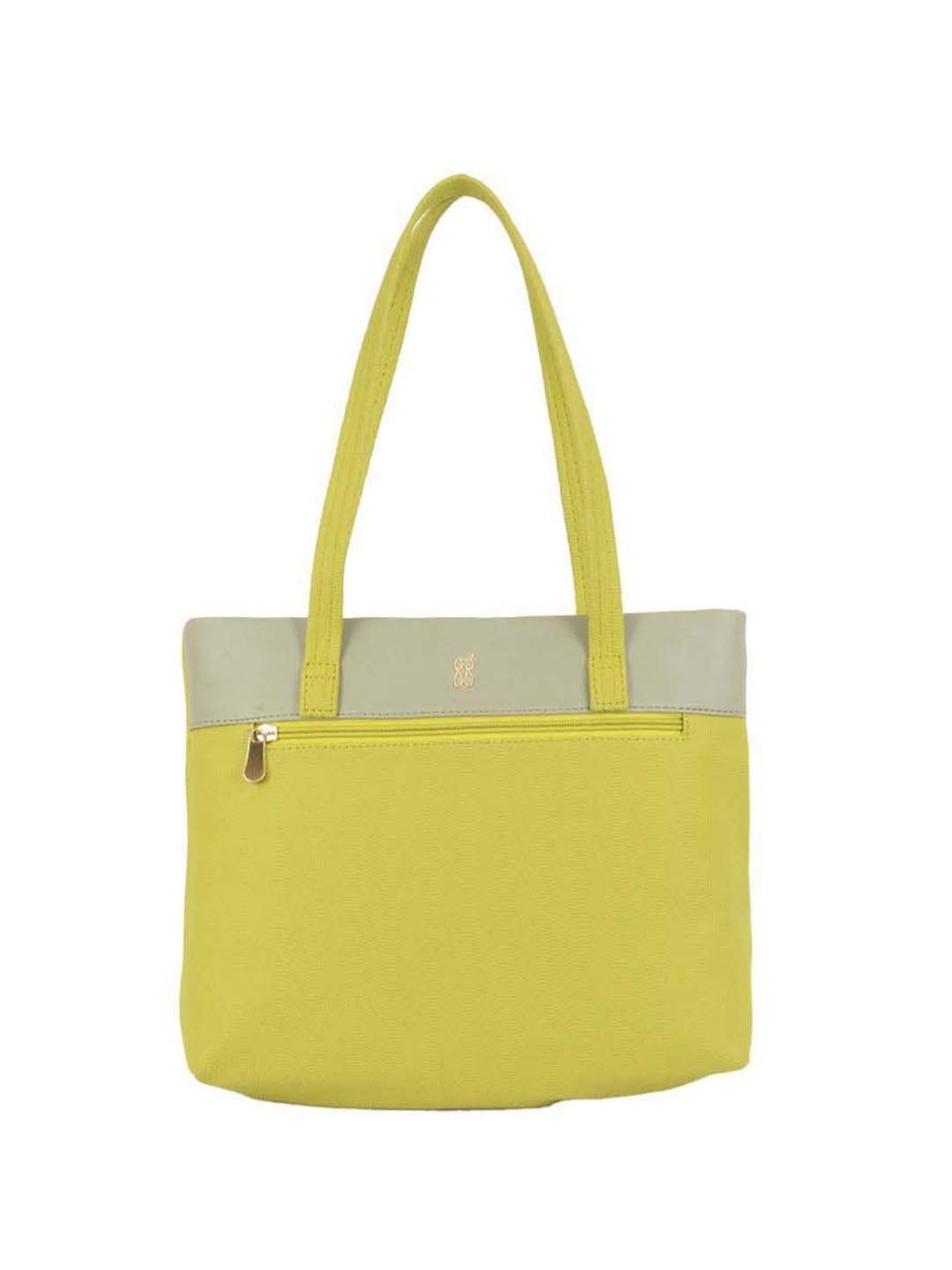 Baggit Lime Green PVC Solid Tote Handbag