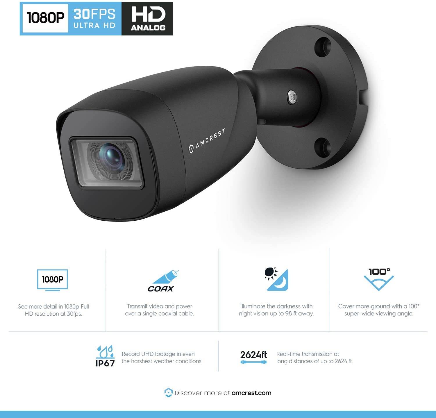 Amcrest HD 1080-Lite 4CH Video Security Camera System - Four 1280x720P IP67 Outdoor Cameras, 65ft Night Vision, Pre-Installed 1TB HDD, Supports AHD, CVI, TVI, 960H & IP Cameras (AMDVTENL4-4B-B-1TB)