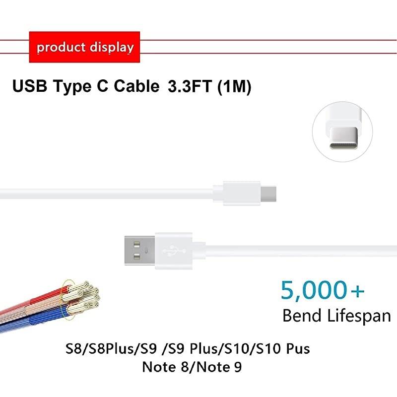 Fast Charging Wall Charger with USB Type C Cable Compatible Samsung Galaxy S9 S9 Plus S8 S8 Plus S10 S10 Plus Note 8 Note 9 Note 10 and Other Smartphones, Fast Charger Kit for Samsung Galaxy