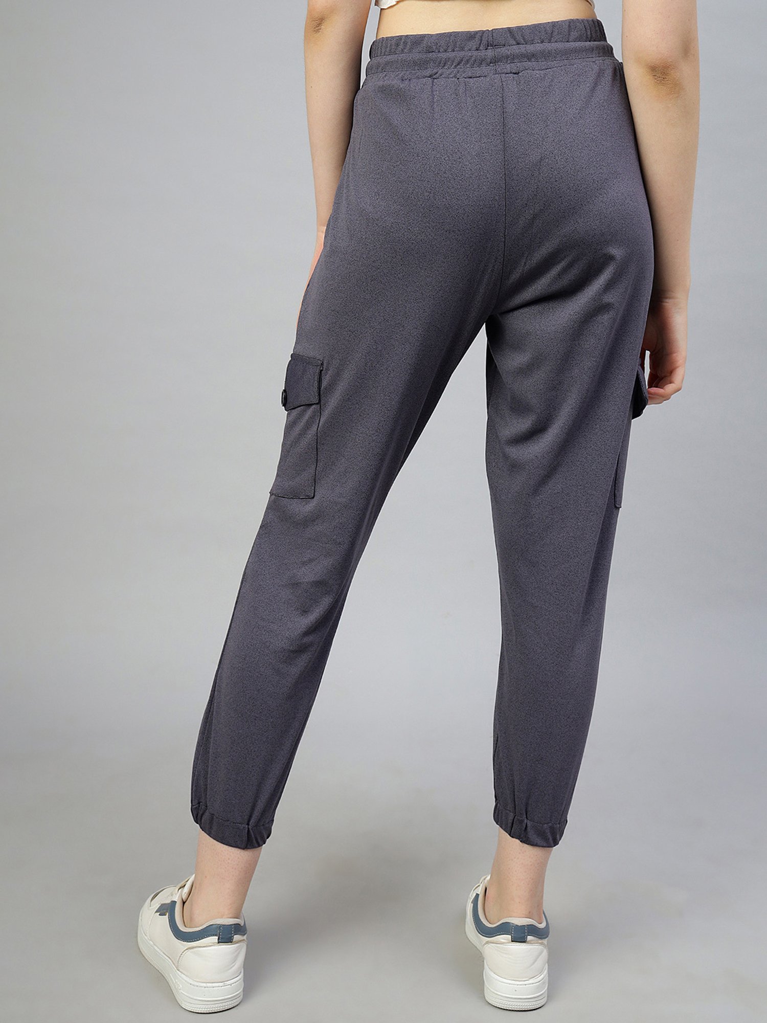 FITHUB Dark Grey Relaxed Fit High Rise Cargo Pants