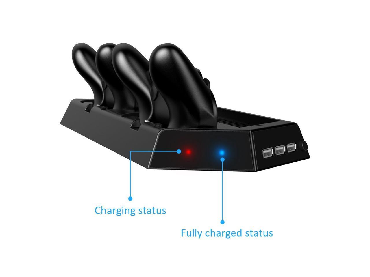 Vertical Stand for PS4 Pro with Cooling Fan, Controller Charging Station with LED Charging Indicator for Sony Playstation 4 Pro Game Console, Charger for Dualshock 4 ( Not for Regular PS4 )