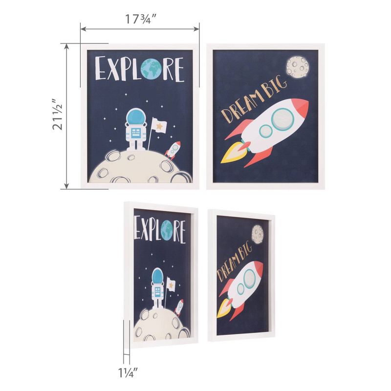 2pc 18"x22" Dream Big & Explore Space Ship Framed Wall Art Print Set - Nielsen Bainbridge