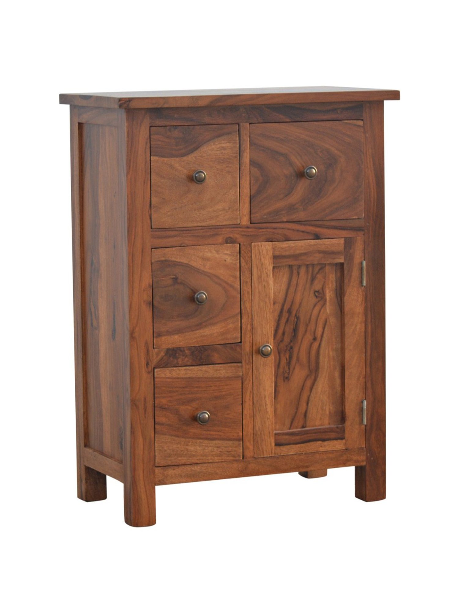 Fabindia Brown Sheesham Wood Textured Cabinet